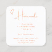 ロゴQRコードテンプレート書道オレンジハート スクエア名刺 (裏面)