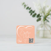 ロゴQRコードテンプレート書道オレンジハート スクエア名刺 (スタンド正面)