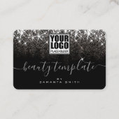 ロゴQRコードテンプレート発光白金シルバー 名刺 (正面)