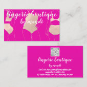 ロゴQRコードビキニ下着ピンクローズ 名刺 (正面/裏面)