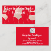 ロゴQRコードビキニ下着レッドローズ 名刺 (正面/裏面)