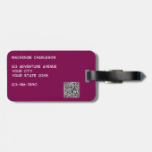 ロゴQRコードビジネスマゼンタピンク ラゲッジタグ (裏面横)