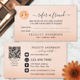 ロゴQRコードピーチ美しい紹介カード 紹介カード