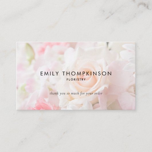 ロゴQRコードフォトオーバーレイフローリストサンキューカード 名刺 (正面)