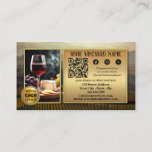 ロゴQRコードフォトソーシャルメディアのワインビニヤード 名刺 (裏面)