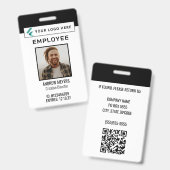 ロゴQRコードフォト企業の従業員 バッジ (表裏)
