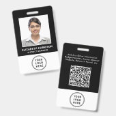 ロゴQRコードブラック従業員の写真ID バッジ (正面＆裏面)