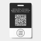 ロゴQRコードブラック従業員の写真ID バッジ (裏面)