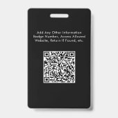 ロゴQRコードブラック従業員の写真ID バッジ (裏面)
