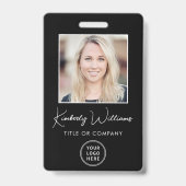 ロゴQRコードブラック従業員の写真ID バッジ (表面)