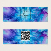 ロゴQRコードブルーパープルスタッドイヤリングディスプレイカード (正面&裏面)