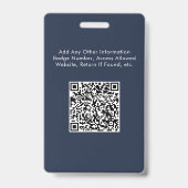 ロゴQRコードブルー従業員フォトIDバッジ バッジ (裏面)
