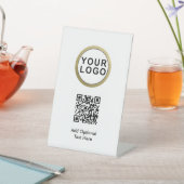 ロゴQRコードプロフェッショナルミニマリストホワイト 台座サイン (インサイチュ)