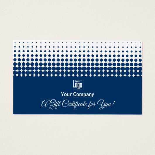 ロゴQRコードプロモブルーホワイトギフト証明書 (正面)