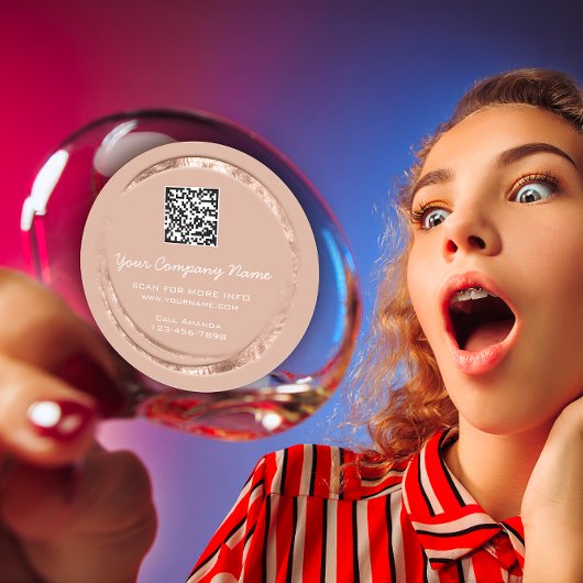 ロゴQRコードプロモーションショップバラ円赤面 ラウンドシール