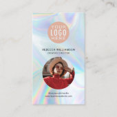 ロゴQRコードホログラフィック従業員の写真 名刺 (正面)