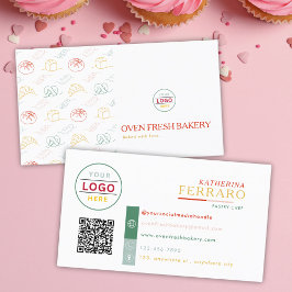 ロゴQRコードホワイトカラフル文字ベーカリー 名刺