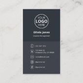 ロゴQRコードミニマリストグレー 名刺 (裏面)