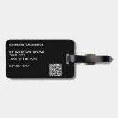 ロゴQRコードミニマリストブラックビジネス ラゲッジタグ (裏面横)