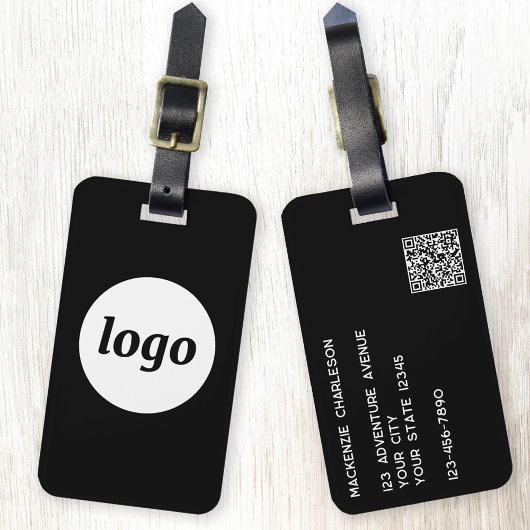 ロゴQRコードミニマリストブラックビジネス ラゲッジタグ