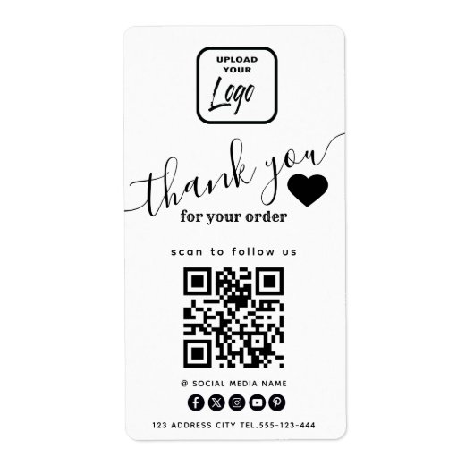 ロゴqrコードミニマル感謝していリスト ラベル (正面)