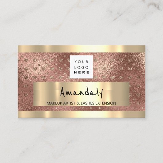 ロゴQRコードロゴグリッターピンク 名刺 (正面)