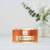 ロゴQRコードロゴメタリックオレンジ 名刺 (スタンド正面)