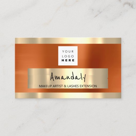 ロゴQRコードロゴメタリックオレンジ 名刺 (正面)