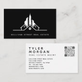 ロゴQRコード不動産エージ実在ェントの追加 名刺 (正面/裏面)