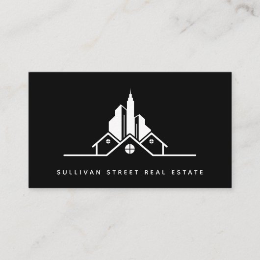 ロゴQRコード不動産エージ実在ェントの追加 名刺 (正面)