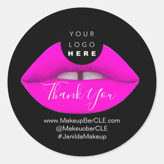 ロゴQRコード名感謝していショッピングピンクリップ ラウンドシール (正面)