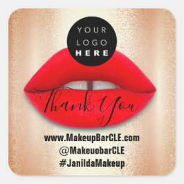 ロゴQRコード名感謝していショッピング赤い唇オンライン スクエアシール