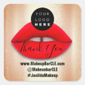 ロゴQRコード名感謝していショッピング赤い唇オンライン スクエアシール (正面)