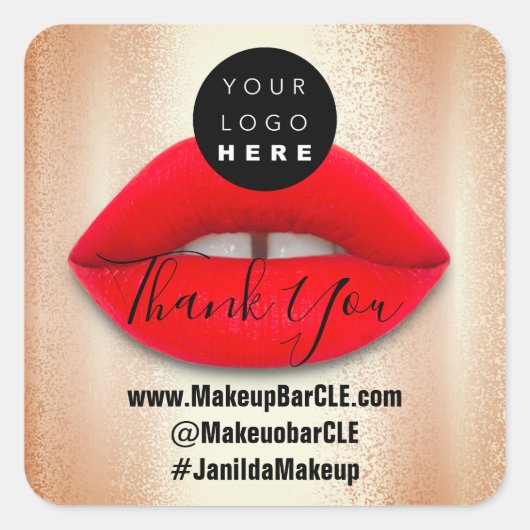 ロゴQRコード名感謝していショッピング赤い唇オンライン スクエアシール (正面)