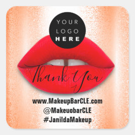 ロゴQRコード名感謝していショッピング赤い唇サンゴ スクエアシール