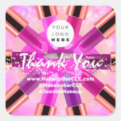 ロゴQRコード名感謝していショッピング金ゴールドバラ唇 スクエアシール (正面)