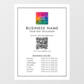 ロゴQRコード営業時間シンプルとミニマリスト ウィンドウサイン (シート)