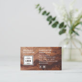 ロゴQRコード木工モダン業建築 名刺 (スタンド正面)