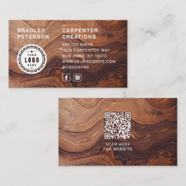ロゴQRコード木工モダン業建築 名刺