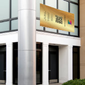 ロゴQRコード金ゴールド屋外垂直推進 横断幕 (ビルの外側)