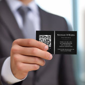 ロゴQRコード銀灰色グラデーション分周器ブラック 名刺