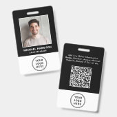 ロゴQRコード ブラック 従業員写真ID バッジ (正面＆裏面)
