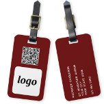 ロゴQRコードBurgundyビジネスプロモーション ラゲッジタグ<br><div class="desc">ビジネス向けシンプルのロゴとQRコードデザイン。ロゴ、QRコードの宛先URLと名前とアドレス詳細を自分で置き換える – ま離れたは後ろで置き換え空白のる。デザインツールの背景色をに変カスタマイズ更。顧客、顧客や従業員に対する与えプロモーション品として、またビジネス旅行やトレードショーに最適。</div>