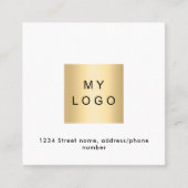 ロゴQRコードFacebook後を追白 スクエア名刺 (正面)