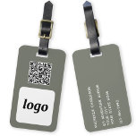ロゴQRコードSage Green Business Promotion ラゲッジタグ<br><div class="desc">ビジネス向けシンプルのロゴとQRコードデザイン。ロゴ、QRコードの宛先URLと名前とアドレス詳細を自分で置き換える – ま離れたは後ろで置き換え空白のる。バックグラウンドカラーをデザインツールのセージ緑色からにカスタマイズ変更する。顧客、顧客や従業員に対する与えプロモーション品として、またビジネス旅行やトレードショーに最適。</div>