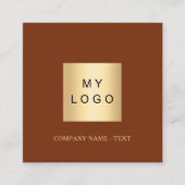 ロゴQRコードSNS rust brown スクエア名刺 (正面)