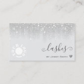 ロゴQRテンプレートかわいらしホワイトシルバーグリッター雨 名刺 (正面)