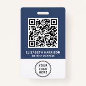ロゴQRバーコードブルー従業員 バッジ (正面)