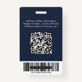 ロゴQRバーコード従業員の青い写真ID バッジ (裏面)