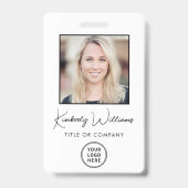 ロゴQRバーコード従業員写真ID バッジ (正面)